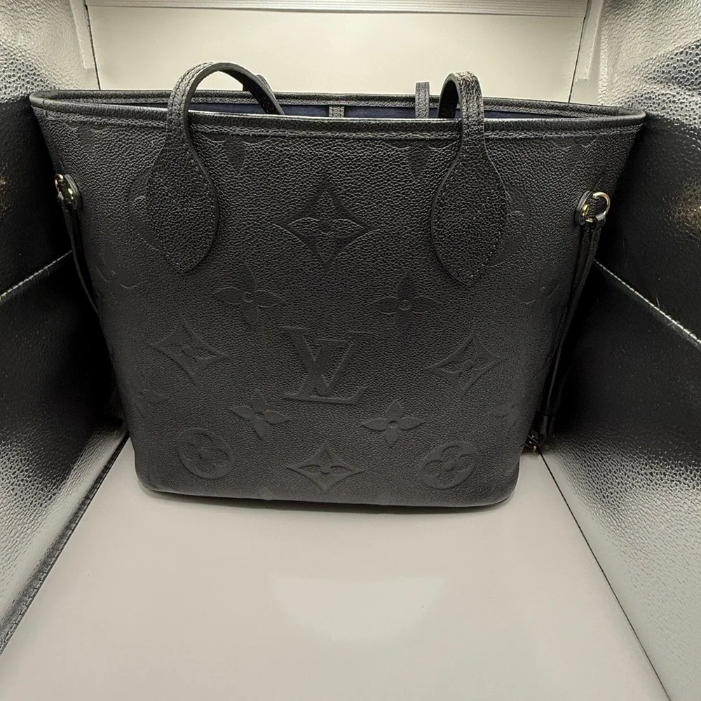 Louis Vuitton Black Embossed Monogram Leather Tote with Zip Pouch - Picture 2 of 6